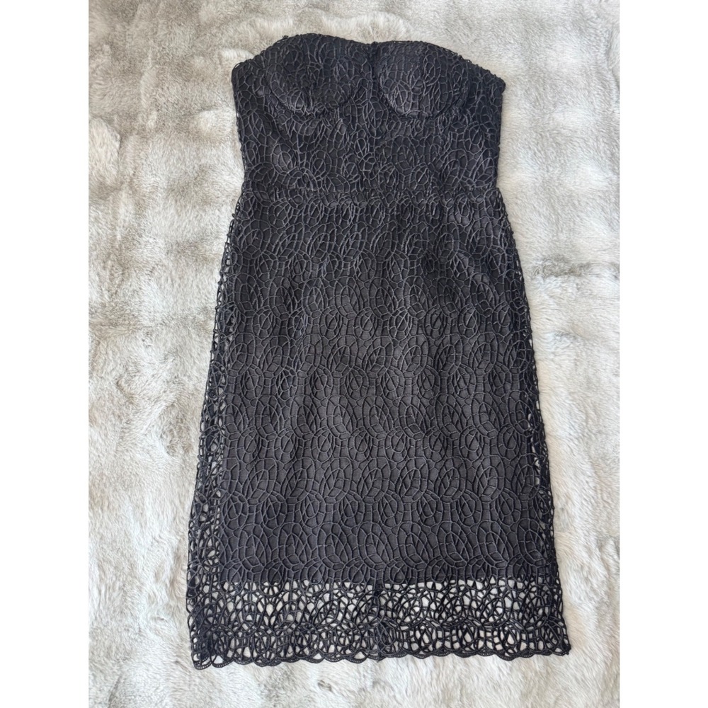 Daisy Black Strapless Lace Midi Dress Sweetheart Neckline Padded Cups Size-06 59